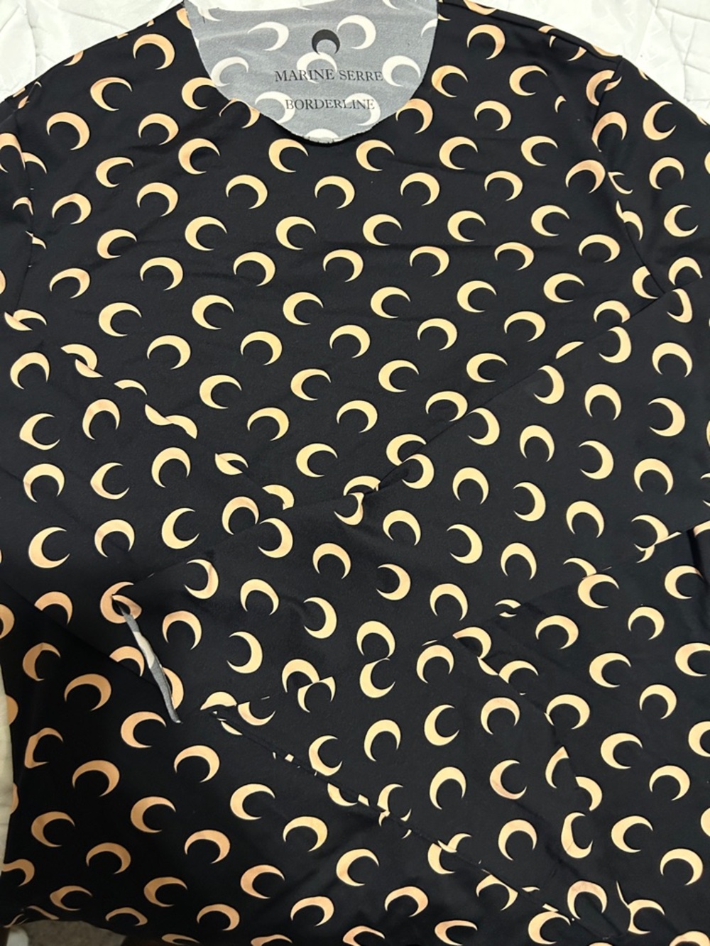 Marine Serre Black Top with Beige Crescent Moon Print - Picture 2 of 6